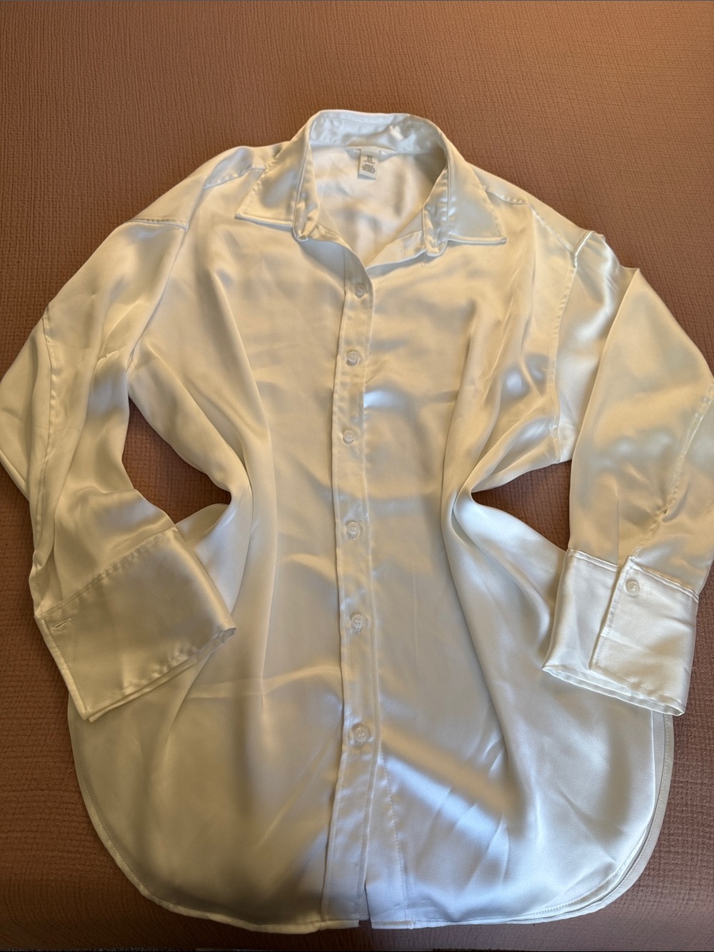 H&M Satin White Button-Up Blouse